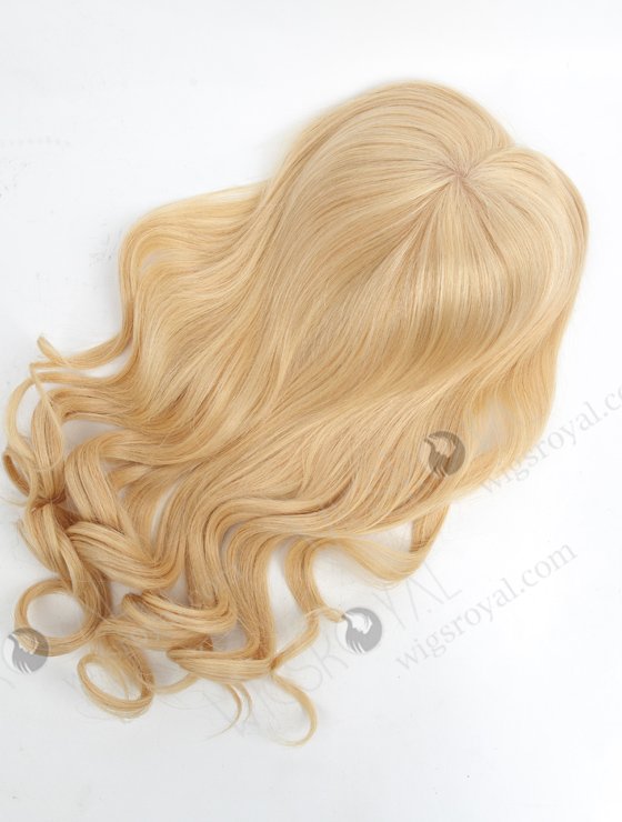 In Stock European Virgin Hair 18" Beach Wave 24#/613# Highlights 7"×8" Silk Top Open Weft Human Hair Topper-071-17889