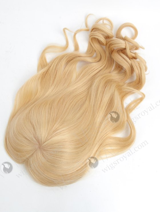 In Stock European Virgin Hair 18" Beach Wave 24#/613# Highlights 7"×8" Silk Top Open Weft Human Hair Topper-071-17890