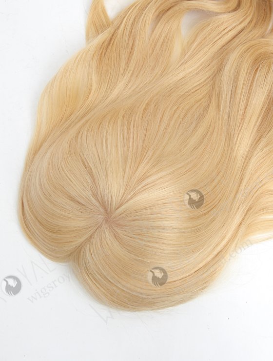 In Stock European Virgin Hair 18" Beach Wave 24#/613# Highlights 7"×8" Silk Top Open Weft Human Hair Topper-071-17887