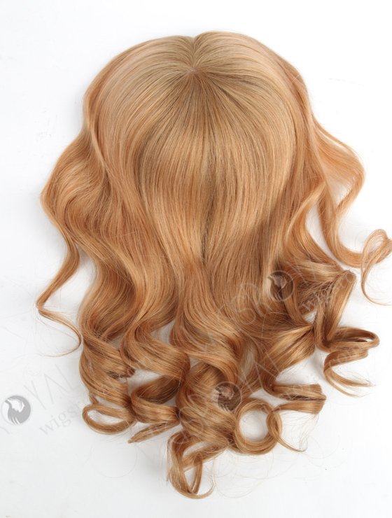 Large Base Silk Top Human Hair Topper for Women 16 Inch Full Volume Honey Brown Color Topper-065-17882