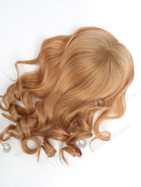 Large Base Silk Top Human Hair Topper for Women 16 Inch Full Volume Honey Brown Color Topper-065-17881