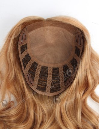 Large Base Silk Top Human Hair Topper for Women 16 Inch Full Volume Honey Brown Color Topper-065