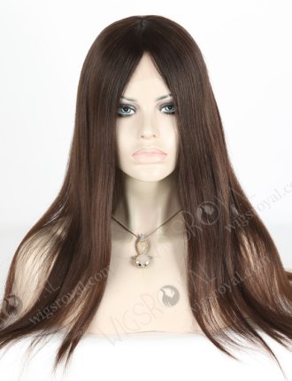 In Stock European Virgin Hair 18" Natural Straight Natural Brown Color Lace Front Silk Top Glueless Wig GLL-08029