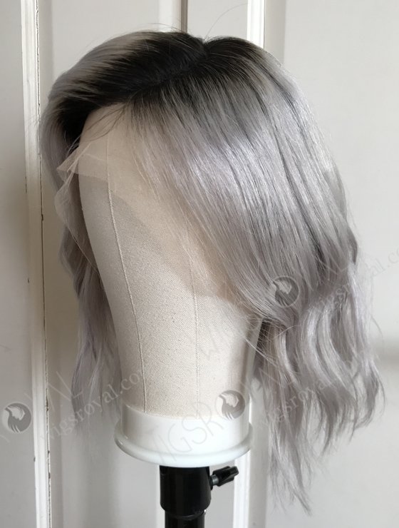 High Density Silver Color Slight Wave Human Hair Full Lace Wig WR-LW-116-18124