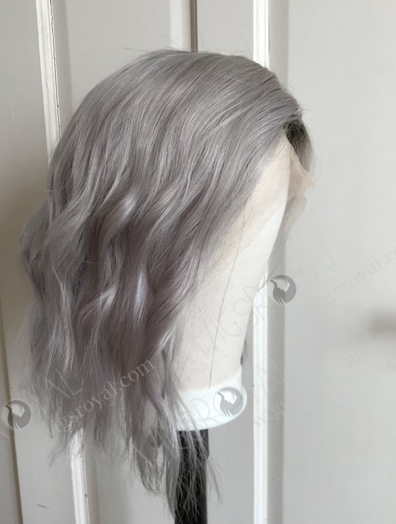 High Density Silver Color Slight Wave Human Hair Full Lace Wig WR-LW-116-18125