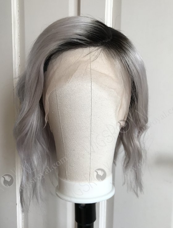 High Density Silver Color Slight Wave Human Hair Full Lace Wig WR-LW-116-18127