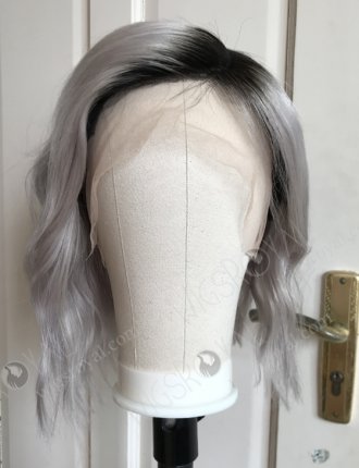 High Density Silver Color Slight Wave Human Hair Full Lace Wig WR-LW-116