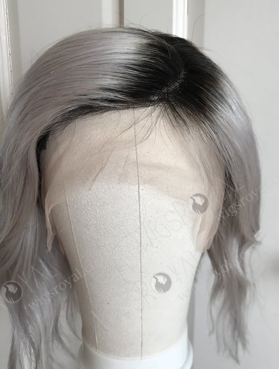 High Density Silver Color Slight Wave Human Hair Full Lace Wig WR-LW-116-18128