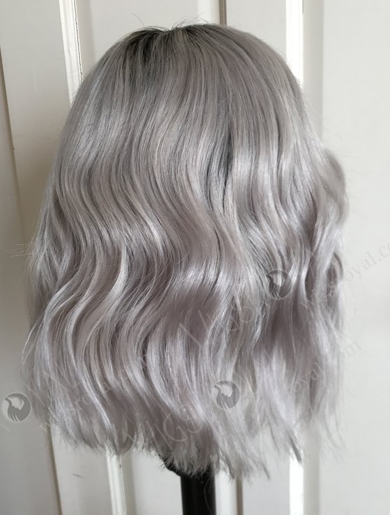High Density Silver Color Slight Wave Human Hair Full Lace Wig WR-LW-116-18130