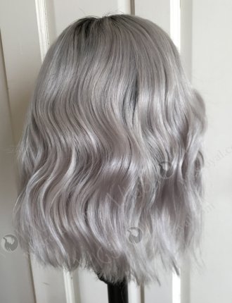 High Density Silver Color Slight Wave Human Hair Full Lace Wig WR-LW-116