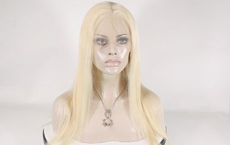 Premium European Virgin Hair Very Light Blonde Natural Hairline Lace Front Wig - (MZ-042116-7)