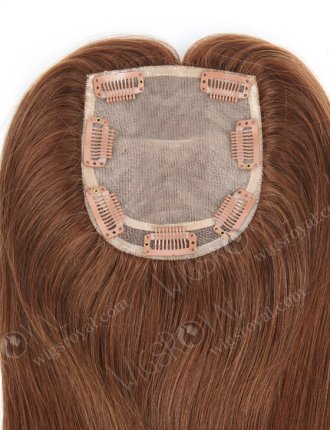 4"*5" European Virgin Hair Light Brown Color Silk Top Human Hair Topper With Clip In WR-TC-053