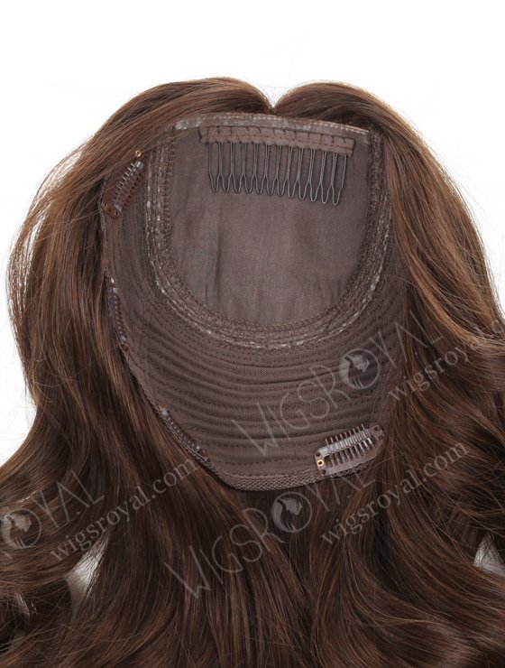 In Stock European Virgin Hair 16" Beach Wave 2a# Color 7"×7" Silk Top Wefted Hair Topper-019-18432