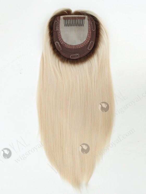 In Stock European Virgin Hair 16" One Length Straight T9/White Color 5.5"×5.5" Silk Top Wefted Kosher Topper-025-18441