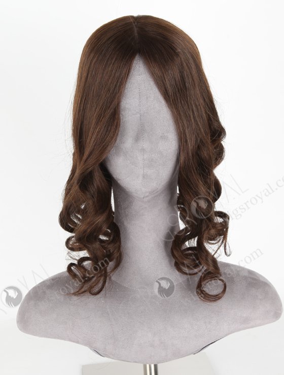 In Stock European Virgin Hair 16" Beach Wave 2a# Color 7"×7" Silk Top Wefted Hair Topper-019-18434