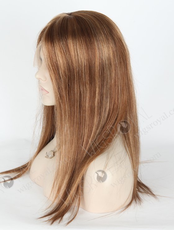 Trendy Brown Wig with Blonde Highlights Perfect Hairline | In Stock European Virgin Hair 16" Straight 4/10# Evenly Blended with 14# Highlights Lace Front Silk Top Glueless Wig GLL-08023-18379