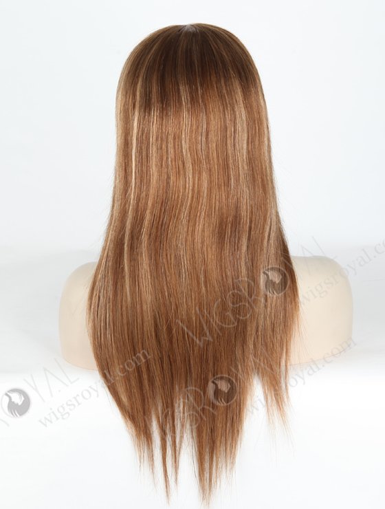 Trendy Brown Wig with Blonde Highlights Perfect Hairline | In Stock European Virgin Hair 16" Straight 4/10# Evenly Blended with 14# Highlights Lace Front Silk Top Glueless Wig GLL-08023-18382