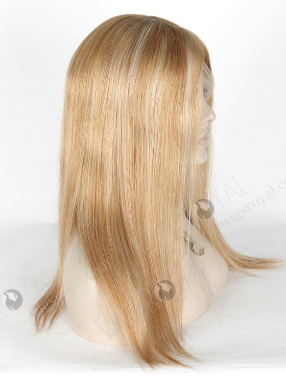 Light Brown Wig with Blonde Highlights Transparent Lace Front | In Stock European Virgin Hair 16" Straight T9/8/25/60# Color Lace Front Silk Top Glueless Wig GLL-08024-18390