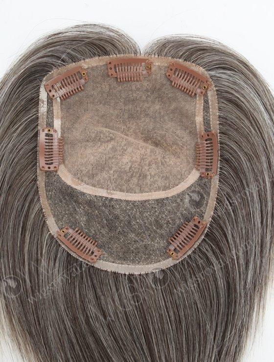 Short Mongolian Human Hair Grey Color Volume Silk Topper Hairpiece WR-TC-065-18571