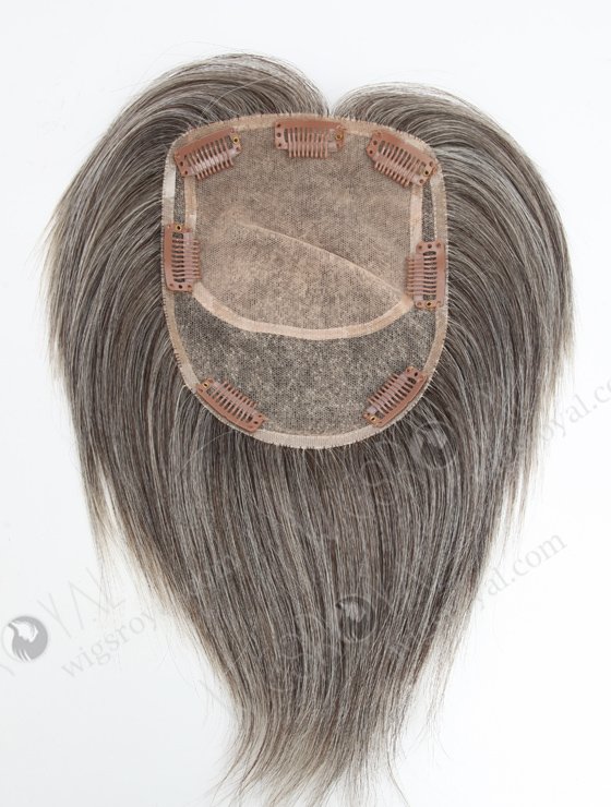 Short Mongolian Human Hair Grey Color Volume Silk Topper Hairpiece WR-TC-065-18570