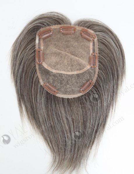Short Mongolian Human Hair Grey Color Volume Silk Topper Hairpiece WR-TC-065