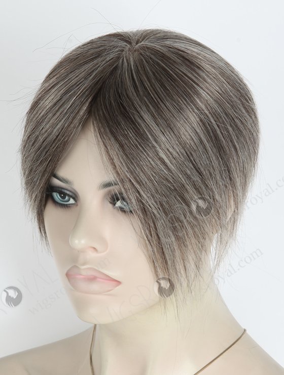 Short Mongolian Human Hair Grey Color Volume Silk Topper Hairpiece WR-TC-065-18575