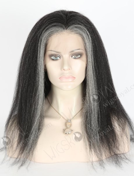 Grey Color Peruvian Virgin Hair Kinky Straight Full Lace Wigs WR-LW-124