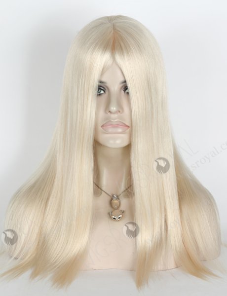 White Color 16'' Mongolian Virgin Straight Silk Top Glueless Wigs WR-GL-062