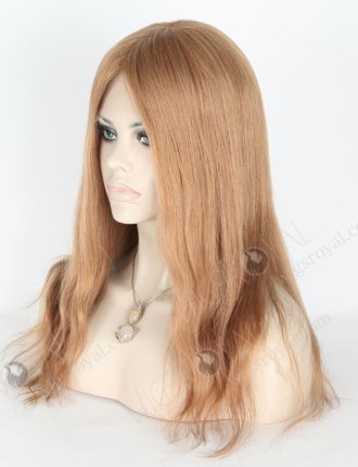 Best Brown Hair Wig for Women Petite Size Transparent lace Medium Length | In Stock European Virgin Hair 16" Straight 8a# Color Lace Front Silk Top Glueless Wig GLL-08031