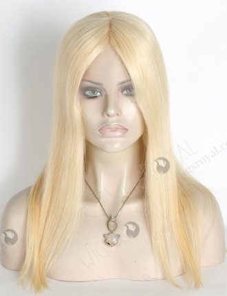Blonde Real Human Hair Wigs | In Stock European Virgin Hair 16" Straight 613# Color Lace Front Silk Top Glueless Wig GLL-08036