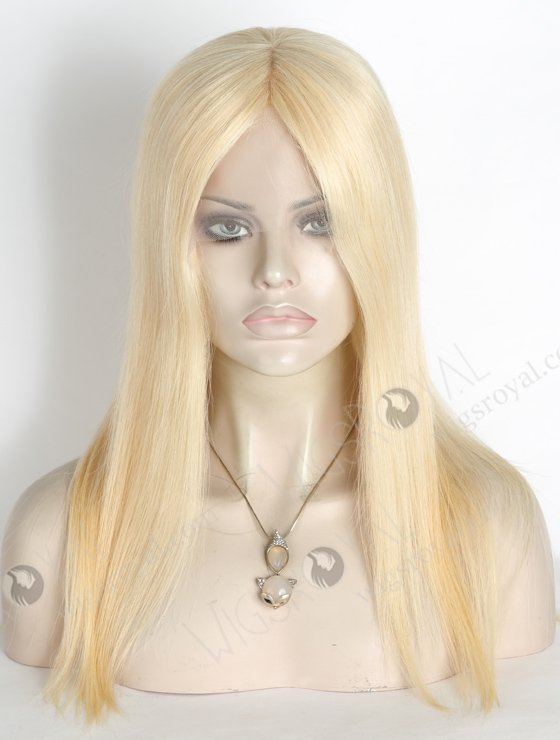 Blonde Real Human Hair Wigs | In Stock European Virgin Hair 16" Straight 613# Color Lace Front Silk Top Glueless Wig GLL-08036