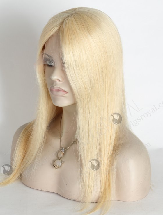 Blonde Real Human Hair Wigs | In Stock European Virgin Hair 16" Straight 613# Color Lace Front Silk Top Glueless Wig GLL-08036-18997