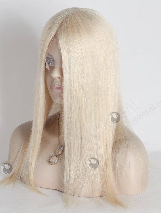 Quality Platinum Blonde Human Hair Wigs Caucasian | In Stock European Virgin Hair 16" Straight White Color Lace Front Silk Top Glueless Wig GLL-08038-18986
