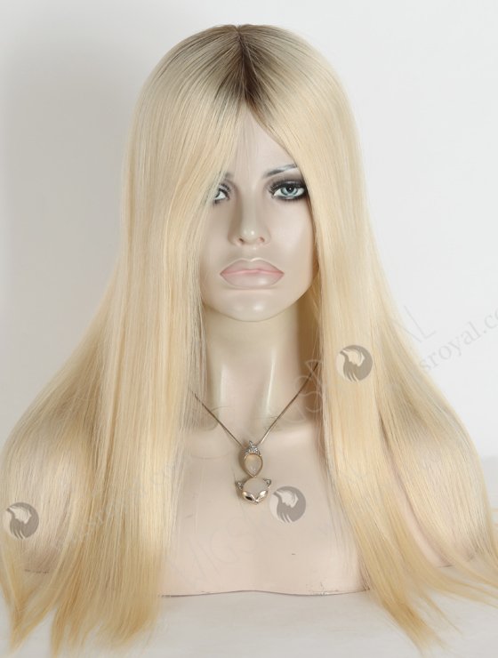 In Stock European Virgin Hair 18" Straight T9/60# Color Silk Top Glueless Wig GL-08090-18970