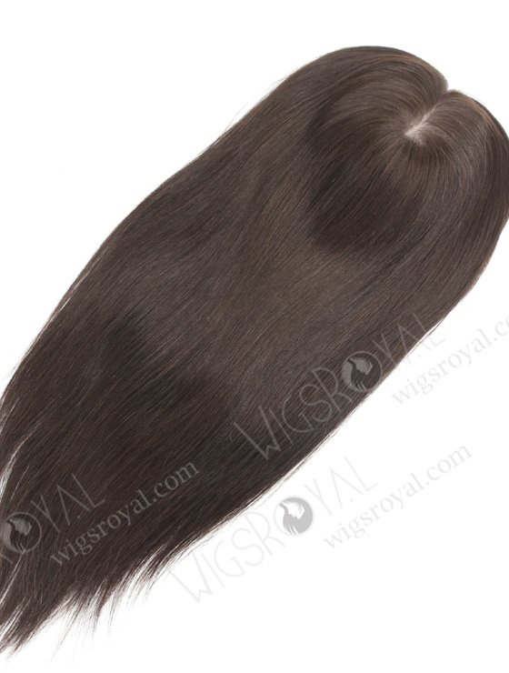 In Stock European Virgin Hair 16" Straight 2# Color 5.5"×5.5" Silk Top Wefted Kosher Topper-078-19178