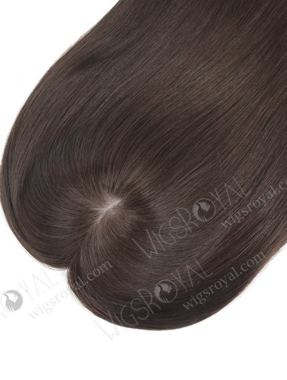 In Stock European Virgin Hair 16" Straight 2# Color 5.5"×5.5" Silk Top Wefted Kosher Topper-078-19176