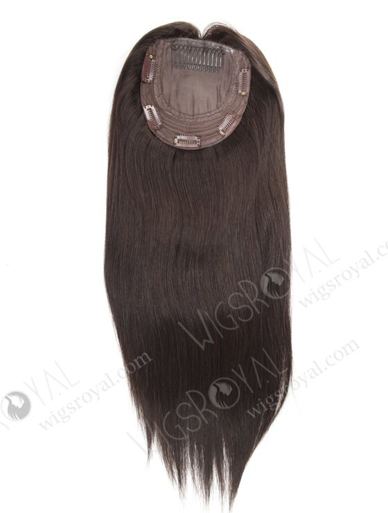 In Stock European Virgin Hair 16" Straight 2# Color 5.5"×5.5" Silk Top Wefted Kosher Topper-078-19180