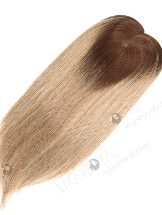 In Stock European Virgin Hair 16" straight B116 Color 5.5"×5.5" Silk Top Wefted Hair Topper-080-19194