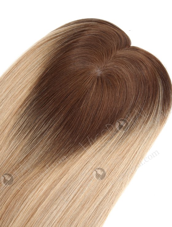 In Stock European Virgin Hair 16" straight B116 Color 5.5"×5.5" Silk Top Wefted Hair Topper-080-19197