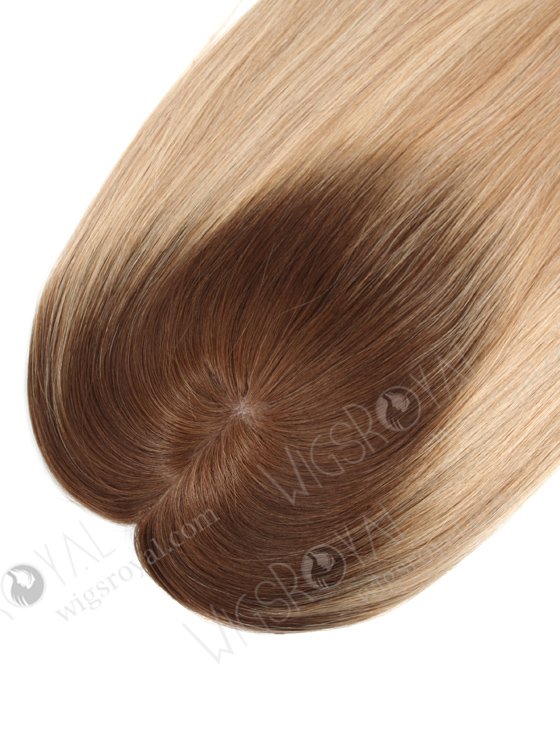 In Stock European Virgin Hair 16" straight B116 Color 5.5"×5.5" Silk Top Wefted Hair Topper-080-19196