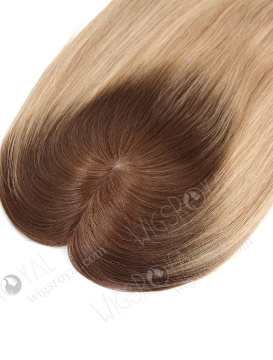 In Stock European Virgin Hair 16" straight B116 Color 5.5"×5.5" Silk Top Wefted Hair Topper-080-19198