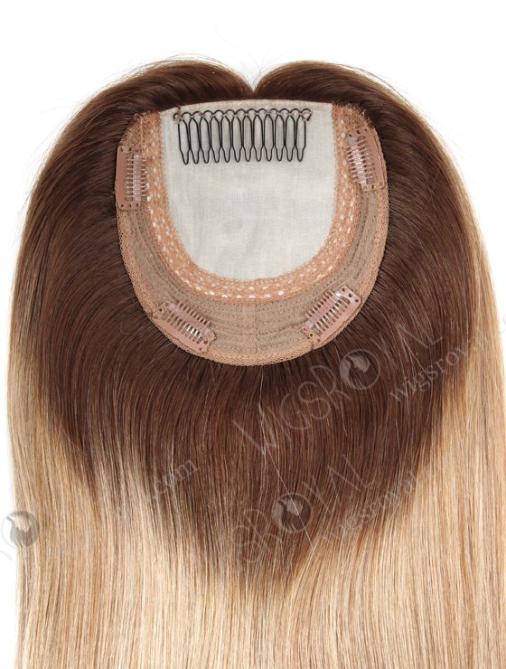In Stock European Virgin Hair 16" straight B116 Color 5.5"×5.5" Silk Top Wefted Hair Topper-080-19199