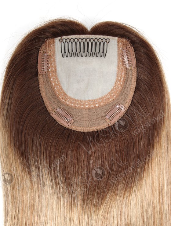 In Stock European Virgin Hair 16" straight B116 Color 5.5"×5.5" Silk Top Wefted Hair Topper-080-19200