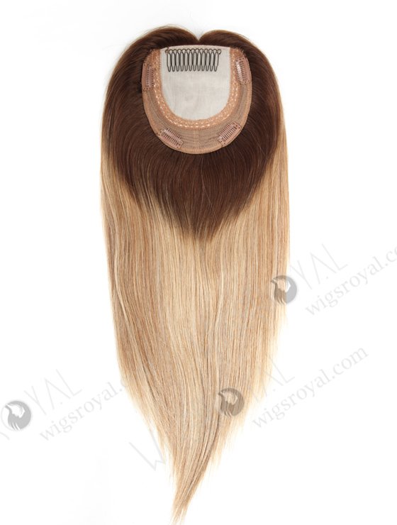 In Stock European Virgin Hair 16" straight B116 Color 5.5"×5.5" Silk Top Wefted Hair Topper-080