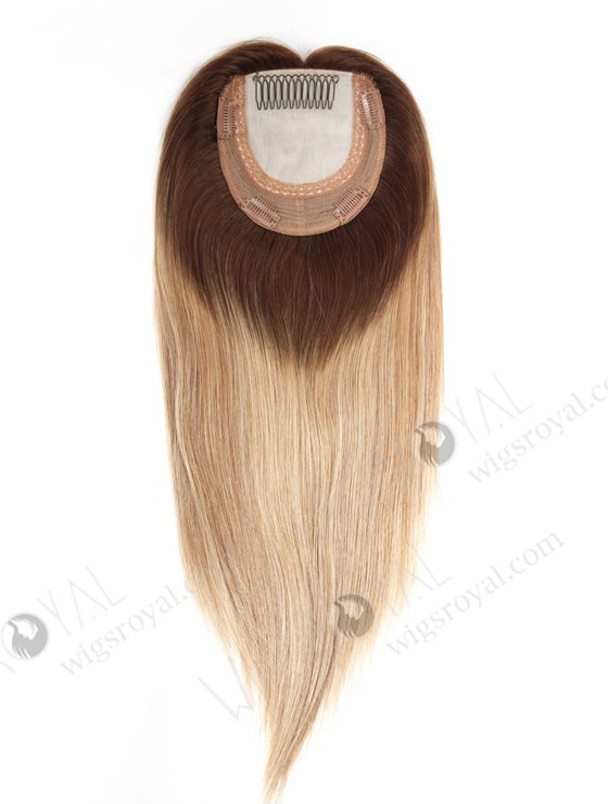 In Stock European Virgin Hair 16" straight B116 Color 5.5"×5.5" Silk Top Wefted Hair Topper-080-19201