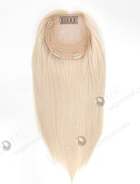 Clip On Volume Topper Hairpiece 7 x 7 for Thinning Crown 16 Inch White Blonde European Hair Topper-077