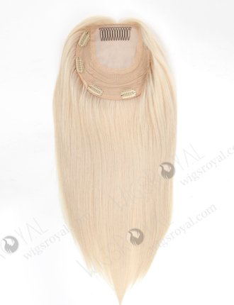 Clip On Volume Topper Hairpiece 7 x 7 for Thinning Crown 16 Inch White Blonde European Hair Topper-077