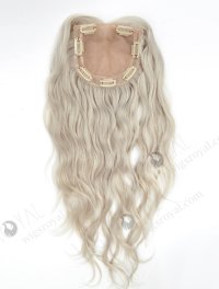 Platinum Gray Hair Pieces Toppers for Older Ladies Quality Real Hair | In Stock 5"*5.5" European Virgin Hair 14" Slight Wave Silver Color Silk Top Hair Topper-081