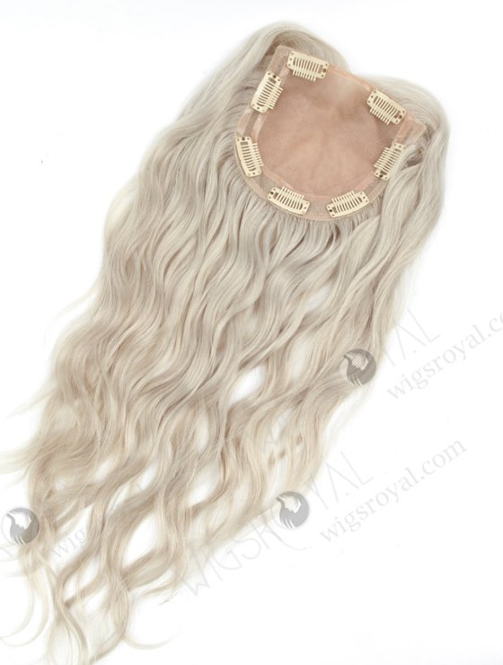 Silver Hair Pieces Toppers for Older Ladies Quality Real Hair | In Stock 5"*5.5" European Virgin Hair 14" Slight Wave Silver Color Silk Top Hair Topper-081-19275