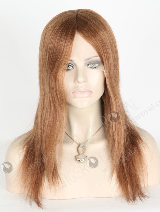 In Stock European Virgin Hair 14" Straight 6#/8# evenly blended Color Lace Front Silk Top Glueless Wig GLL-08035-19310